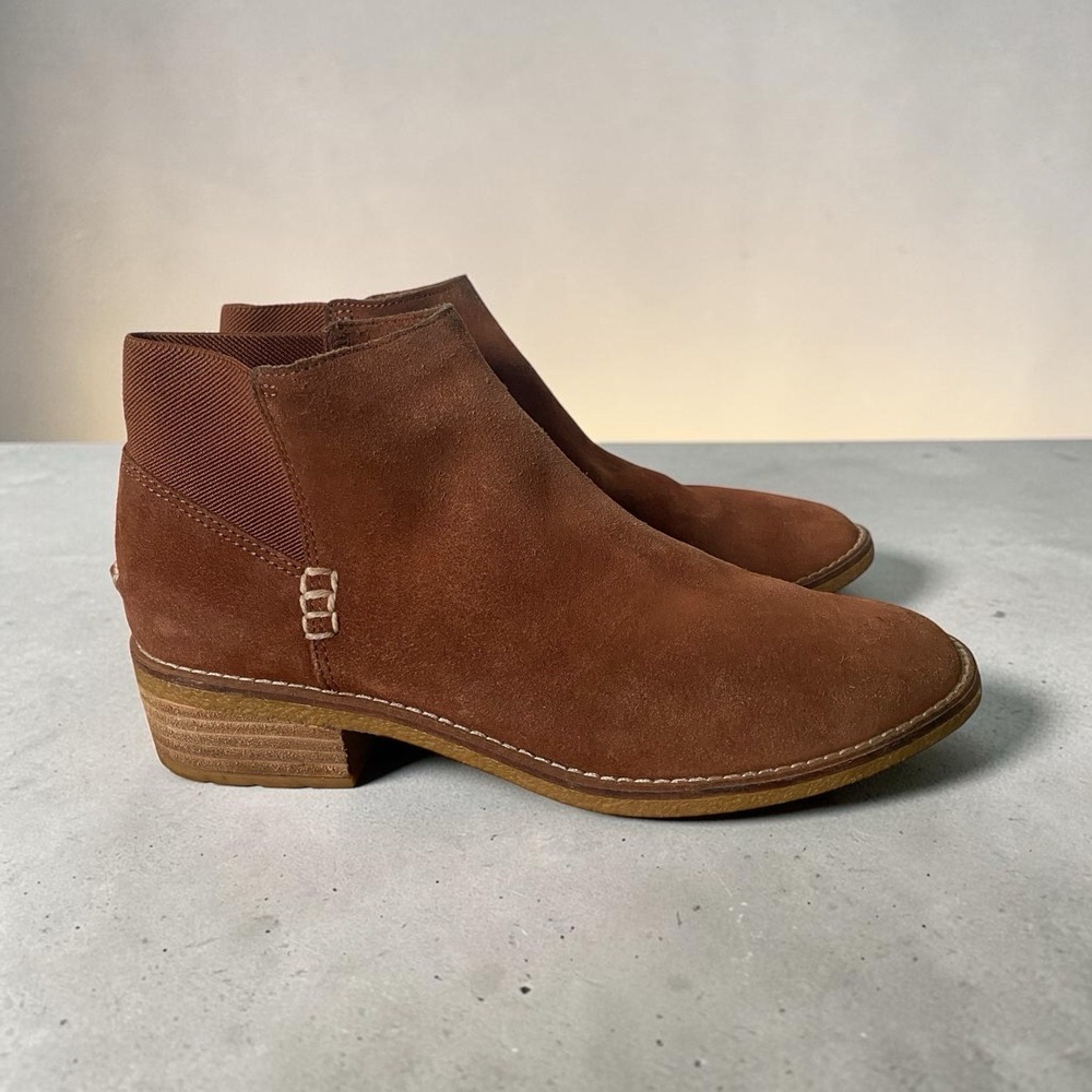Sperry Chelsea Ankle Boots 8.5 M Brown Suede Leather Block Heel Western Ranch
